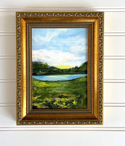 "Low Country Meadow" an Original 5x7 Acrylic Painting Framed