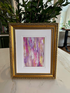 "Pink Abstract II" An Original 5x7 Painting on Paper Matted