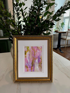 "Pink Abstract" An Original 5x7 Painting on Paper Matted