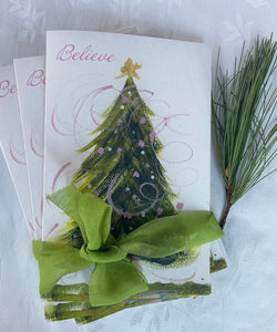 "Believe" Pink Holiday Cards
