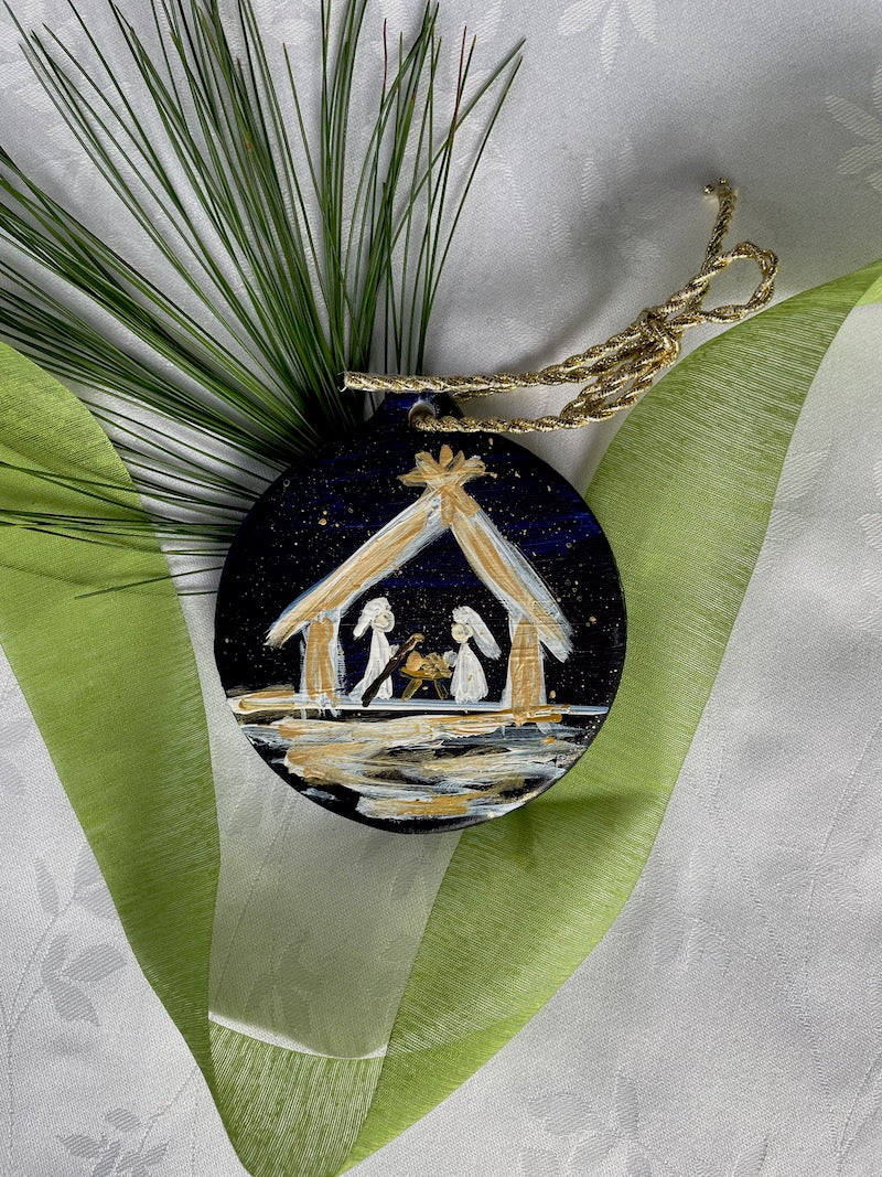 Nativity Dark Blue Ornament