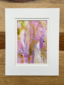 "Pink Abstract" An Original 5x7 Painting on Paper Matted