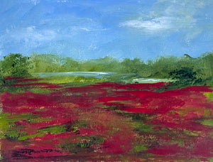 "Red Fields" An Original 5x7 Painting on Paper