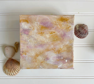 "Sea Shell Palette in Pink II" an Original 6x6 Abstract Painting