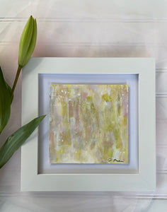 "Soft Pink Abstract II" An Original 6x6 Painting on Paper Framed