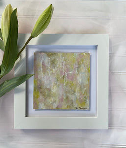 "Soft Pink Abstract" An Original 6x6 Painting on Paper Framed