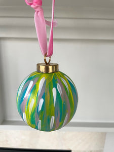 Teal, White & Pink Ornament