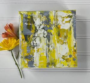 "Yellow and Gray" an Original 6x6 Abstract Painting